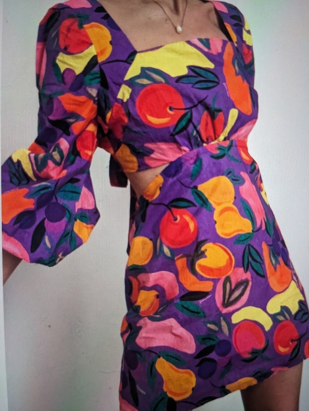 🆕 FARM Rio Purple Cutout Puff-Sleeve Mini Dress